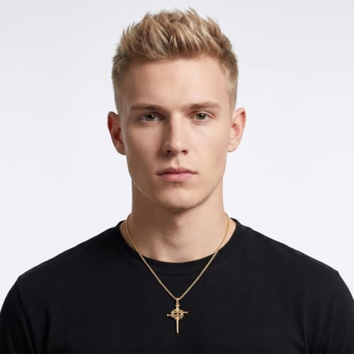 14K Gold Plated Cross Pendant Necklace Christian Jewelry Religious Gift - color: B02-Nail Cross Gold