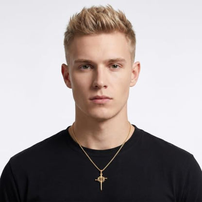 14K Gold Plated Cross Pendant Necklace Christian Jewelry Religious Gift - color: B02-Nail Cross Gold