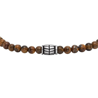 Fossil Men's Beaded Bracelet - color: Tigers Eye/Brown