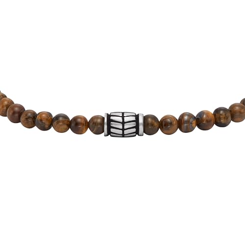 Fossil Men's Beaded Bracelet - color: Tigers Eye/Brown