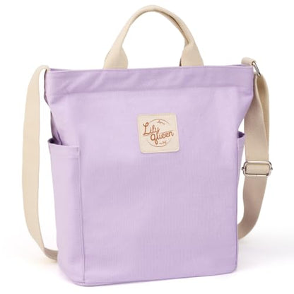 Lily queen Women Canvas Tote Handbags Casual Shoulder Work Bag Crossbody - color: Purple