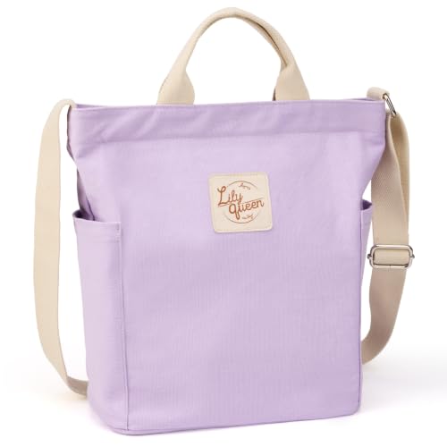 Lily queen Women Canvas Tote Handbags Casual Shoulder Work Bag Crossbody - color: Purple