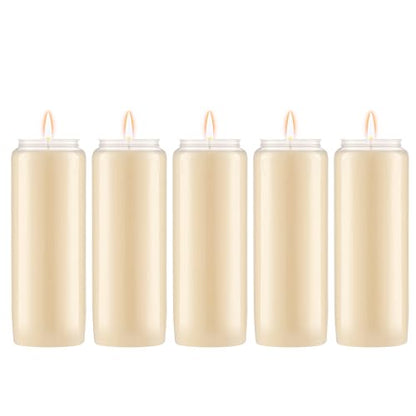 Lerner 9-Day Memorial Candles, 5 Pack, 7” Pillar Prayer Candle in Plastic Jar, Long-Lasting Smokeless Clean Burning Mourning & Shiva Candle for Vigils, Church, Synagogue, Jewish Yahrzeit Candles - style: 5 Pack