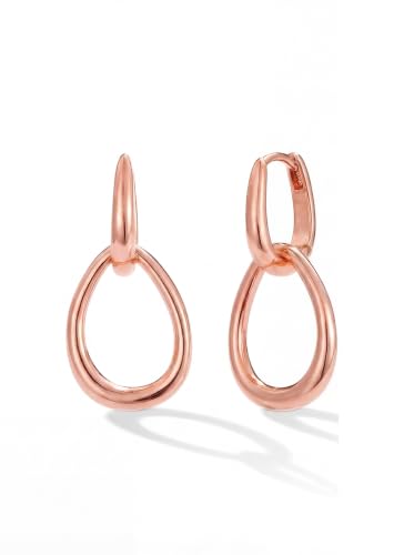MUMREUES 14K Gold Earrings for Women Trendy Double Hoop Dangle Earrings - color: Sage & Rose Gold