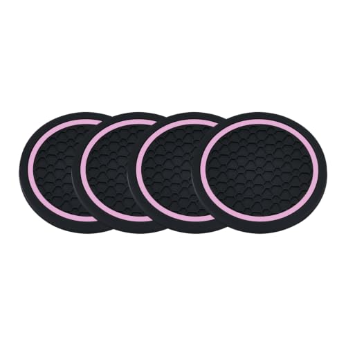 4PCS Car Cup Holder Coasters - 2.75 Inch Non-Slip Insert Water Bottle Holder Pads, Dustproof Automotive Interior Accessories Mat, Universal for Vehicles, Trucks, RVs (Pink Colour) - color: Pink Colour