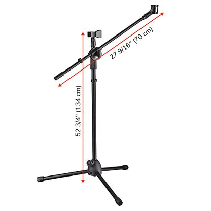 AW 6 Packs Microphone Boom Arm Stand Dual Mic Clips Adjustable Tripod Phone - color: Black-2 Mic Clips+Phone Holder, size: 6 pcs