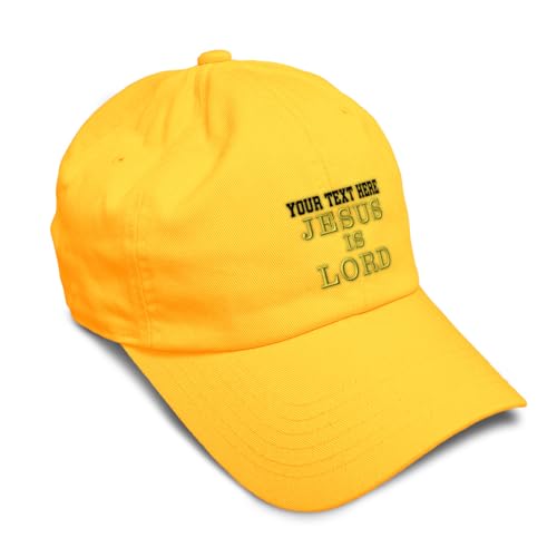 Speedy Pros Soft Baseball Hat Embroidered Dad Hat Jesus is Lord God Christ Christian Religious Cotton - color: Golden Yellow Personalized Text Here