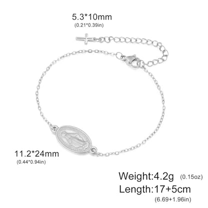 VASSAGO Virgin Mary Bracelet for Women Men Double-Sided Virgen de Guadalupe Rosary Bracelet Medal Handmade Braided Rope Catholic Christian Religious Jewelry Gift - color: Silver 9