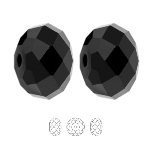 24pcs Adabele Austrian 6mm Faceted Rondelle Crystal Beads Jet Black - color: Jet Black, size: 4mm x 6mm - 24pcs