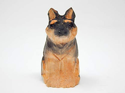 Selsela Hand-Carved German Shepherd Figurine - Miniature Dog Sculpture for Home Decor, Handmade Pet Lover Collectible, Garden Ornament Pet Lover Enthusiast Collectible - style: German Shepherd