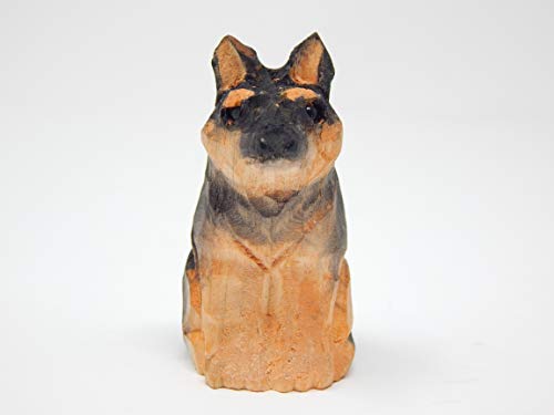 Selsela Hand-Carved German Shepherd Figurine - Miniature Dog Sculpture for Home Decor, Handmade Pet Lover Collectible, Garden Ornament Pet Lover Enthusiast Collectible - style: German Shepherd