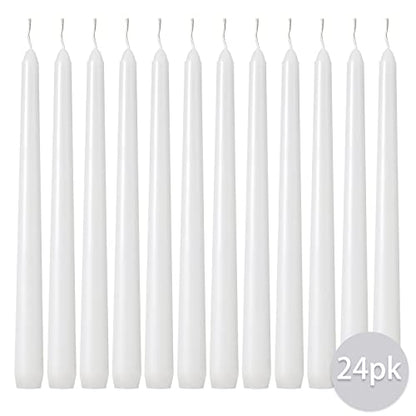 Kedtui Taper Candles 10 inch (H) Dripless, Set of 24 White Unscented and Smokeless Taper Candles Long Burning, Paraffin Wax with Cotton Wicks for Burning 8 Hours Time (Pack of 3) - size: 72 Pack