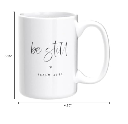 The Cotton & Canvas Co. Be Still Bible Verse, Religious, Scripture, Christian Porcelain Ceramic Coffee Mug - style: Be Still
