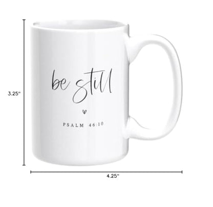 The Cotton & Canvas Co. Be Still Bible Verse, Religious, Scripture, Christian Porcelain Ceramic Coffee Mug - style: Be Still