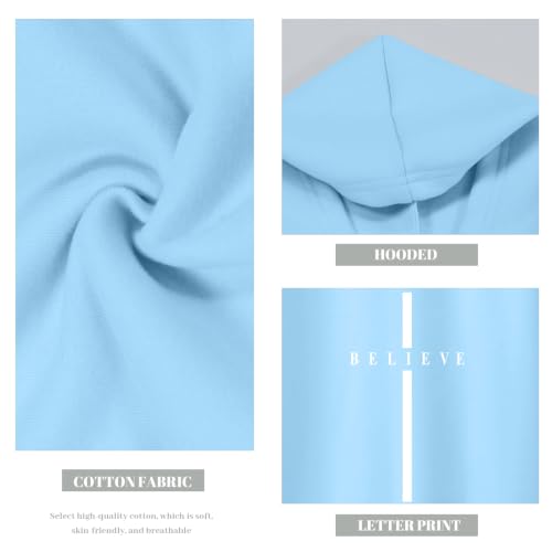 Fkatuzi Christian Graphic Hoodies For Boys Cross Sweatshirt Kids Jesus Hoodie Faith God Religious Bible Verse Believe Tops - color: Light Blue, size: 13-14 Years