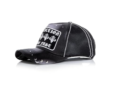 Affliction Men's Baseball Cap, Gothic Style, Embroidered Pattern - color: Black Potassium Spay (Life)