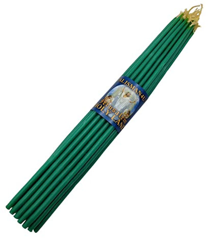 TALISMAN4U 33 Beeswax Taper Candles 11 inch Jerusalem Church Candles - color: Green