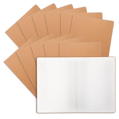12 Pack Blank Kraft Notebooks, 8.3x5.5 Inches A5 Small Journals Bulk Blank Notebooks 80 Gsm Unlined with 60 Pages A5 Subject Notebooks Traveler Journal Set for Adult Students Back to School Supplies - color: Blank inner pages-12 PCS