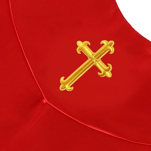 Unisex V-Shape Church Choir Stole with Cross for Adults Church - color: Red, size: Gold Cross