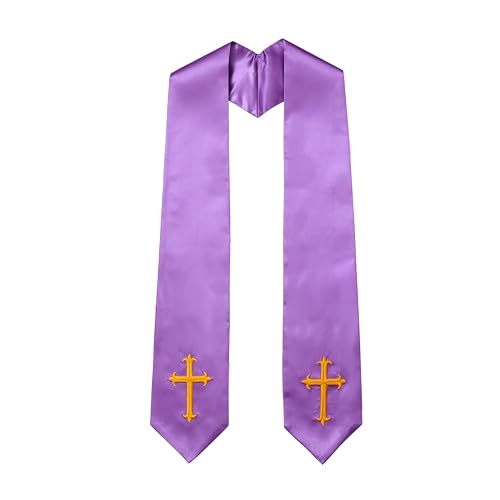 Clergy Stole & Choir Stole with Embroidered 60/72" - color: Purple, size: 60 inch