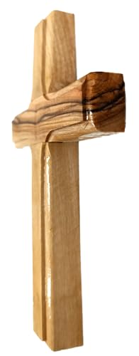 Zuluf Bethlehem Olive Wood Wall Cross | 4.7" Handmade Christian & Catholic Decor Christmas Wall Hanging Gift | Religious Spiritual Jesus Small Wooden Cross for Wall Decor cruz de madera pequeña - size: 4.7"L x 3"W
