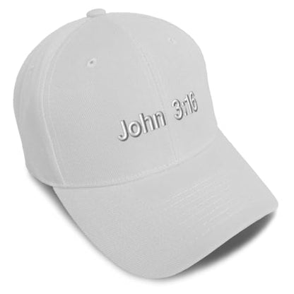 Baseball Caps for Men & Women Embroidered John 3:16 Jesus Christ Christian God Ladies & Men Baseball Hats - color: White Design Only
