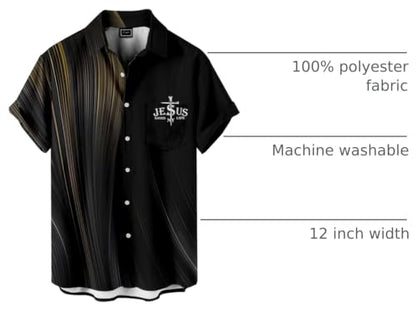 Men's Hawaiian Shirt, Faith and Skull Theme, Short Sleeve Vacation Shirt, Tropical Casual Beach - color: Faith-10, size: Medium