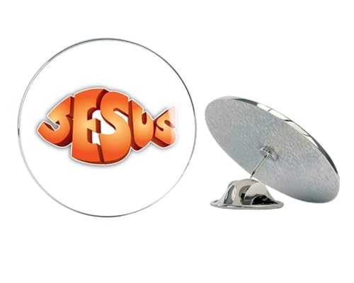 God Jesus Fish Symbol 3D Round Metal 0.75" Lapel Pin Hat Shirt Pin Tie Tack Pinback