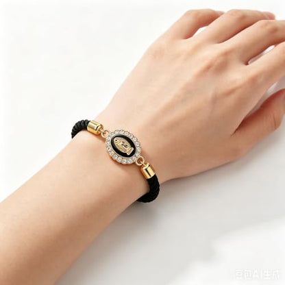 Catholic Bracelets St. Benedict Bracelet Red Rope Double Hole Pendant Couple Woven Bracelets Adjustable Black Bracelet - color: YY75-3 Black
