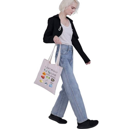 G2TUP Rockhounding Lovers Rock Collectors Tote Bag I Just Really Love Cool Rocks Geology Gifts Rock Hunter Handbag - color: Really Love Cool Rocks T Bag