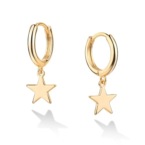 FETTERO Cross Dangle Earrings for Women Men Small Huggie Hoop Earring - style: Star