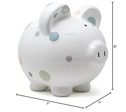 Child to Cherish Ceramic Piggy Bank for Girls, Pastel Multi Dot - color: Pastel Multi Dot