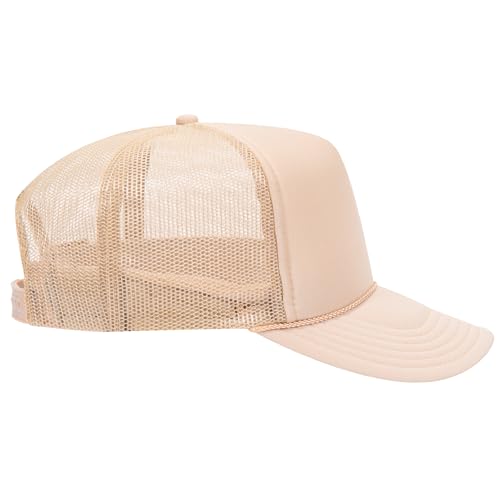 Hold On & Pray Trucker Hat | Christian Jesus God Blessed Faith Cowboy | Premium Snapback Hat for Men & Women - color: Tan