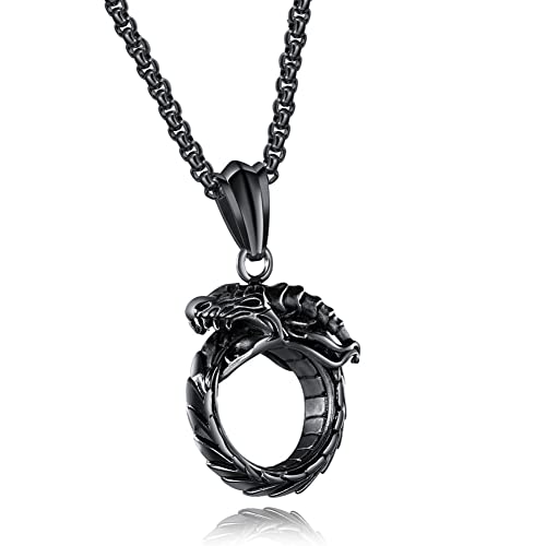 Eternity Cross Ring Pendant Necklace Stainless Steel Pendant Necklace for Men Christmas Gift for Husband,Christmas Stocking Stuffer for Him - color: Black Eternal Ring