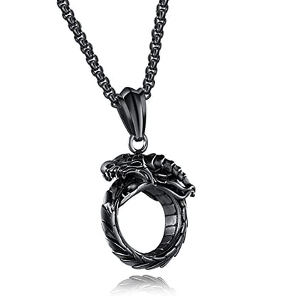 Eternity Cross Ring Pendant Necklace Stainless Steel Pendant Necklace for Men Christmas Gift for Husband,Christmas Stocking Stuffer for Him - color: Black Eternal Ring