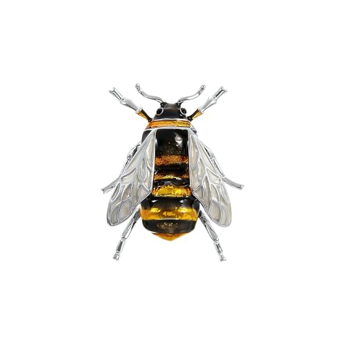 Enamel Bee Brooch Pin Vintage Insect Lapel Pin Gold Silver Tone Honey Bee Animal Brooch for Women Men Suit Dress Scarf - color: Grey