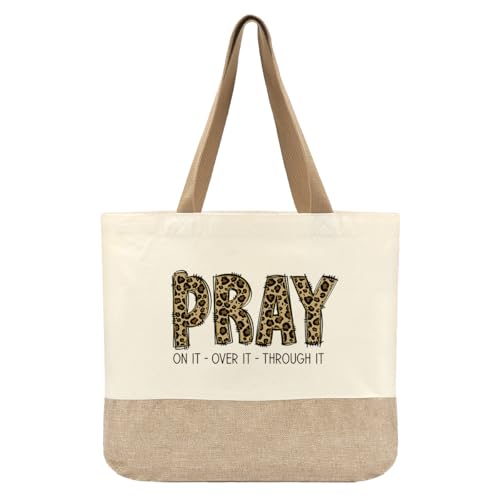 Tote Bag, Gifts for Women Friends Girlfriend Coworker Wife Mom Reusable Tote Bags Birthday Thank You Gift - color: Leopard Pray