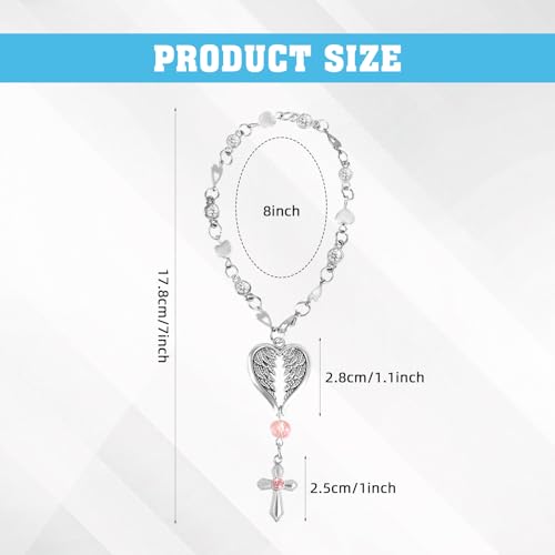 Cross Rearview Mirror Hanging Ornament, Car Interior Rosary Charm