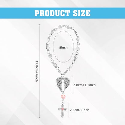 Cross Rearview Mirror Hanging Ornament, Car Interior Rosary Charm