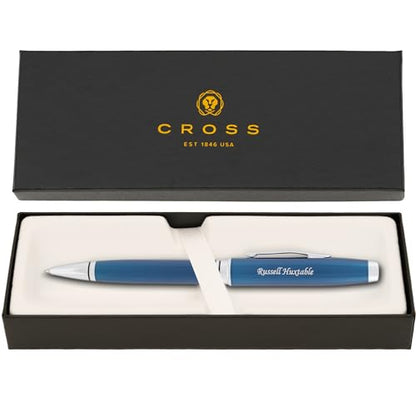 Cross Coventry Personalized Ballpoint Pen in Blue Lacquer with Chrome Trim - color: Blue