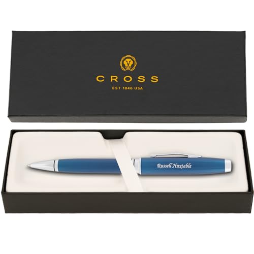 Cross Coventry Personalized Ballpoint Pen in Blue Lacquer with Chrome Trim - color: Blue