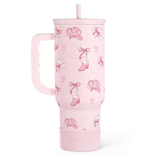 SANDJEST Cowgirl 40oz Slider Tumbler with Handle and Straw - Insulated Stainless Steel Travel Coffee Mug for Women Girls, Gift for Birthday, Christmas - color: Cowgirl 2
