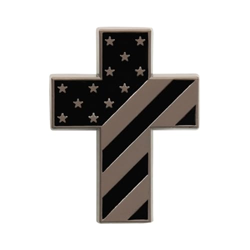Great 1 American Flag Christian Cross Lapel Pin - color: Black-Metal