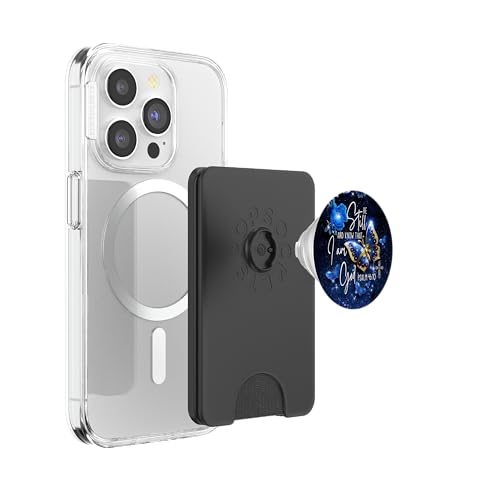 Religious Be Still & Know That I Am God Blue Butterfly Art PopSockets PopWallet for MagSafe - style: Magnetic PopWallet