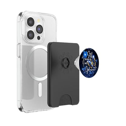 Religious Be Still & Know That I Am God Blue Butterfly Art PopSockets PopWallet for MagSafe - style: Magnetic PopWallet