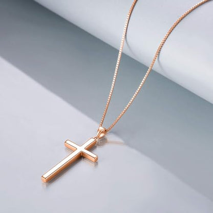 POPLYKE Cross Necklace 925 Sterling Silver Philippians 4:13 I Can Do All The Things Inspirational Necklace Gifts for Women Men 20+2'' - color: Rose Gold