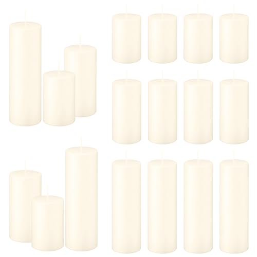 18 Pack Ivory Pillar Candles Set, Unscented Smokeless Dripless - color: Ivory Flat-top, size: 2x3/4/6 Inch