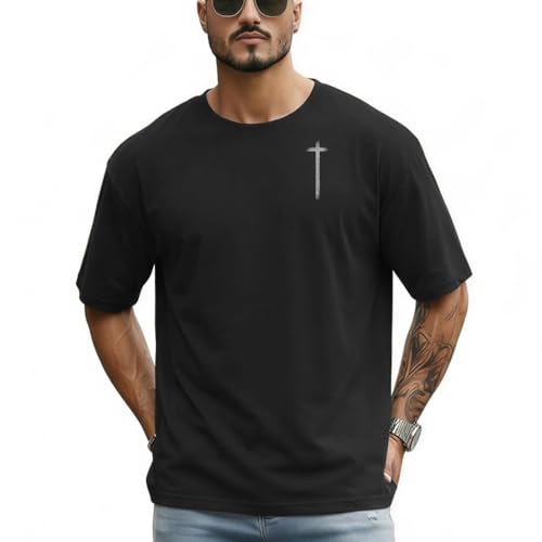 Men's Jesus Christian Shirts Christ America Flag Casual Tops - color: Black-faith Over Fear, size: X-Large