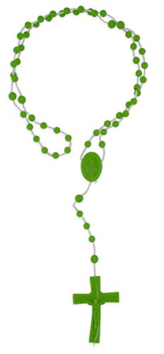 Vatican Imports Plastic Economy Rosary | 10 Bright Colors | Perfect for Camps, Groups and Retreats | Made in Italy | Christian Prayer Accessories - color: Green