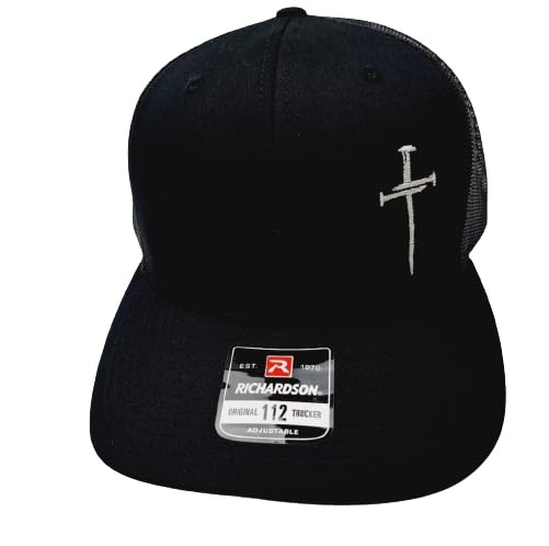 Jesus Hat Christian Religous 3 Nails Christ Cap Richardson 112 Trucker Mesh Snapback Embroidered Black